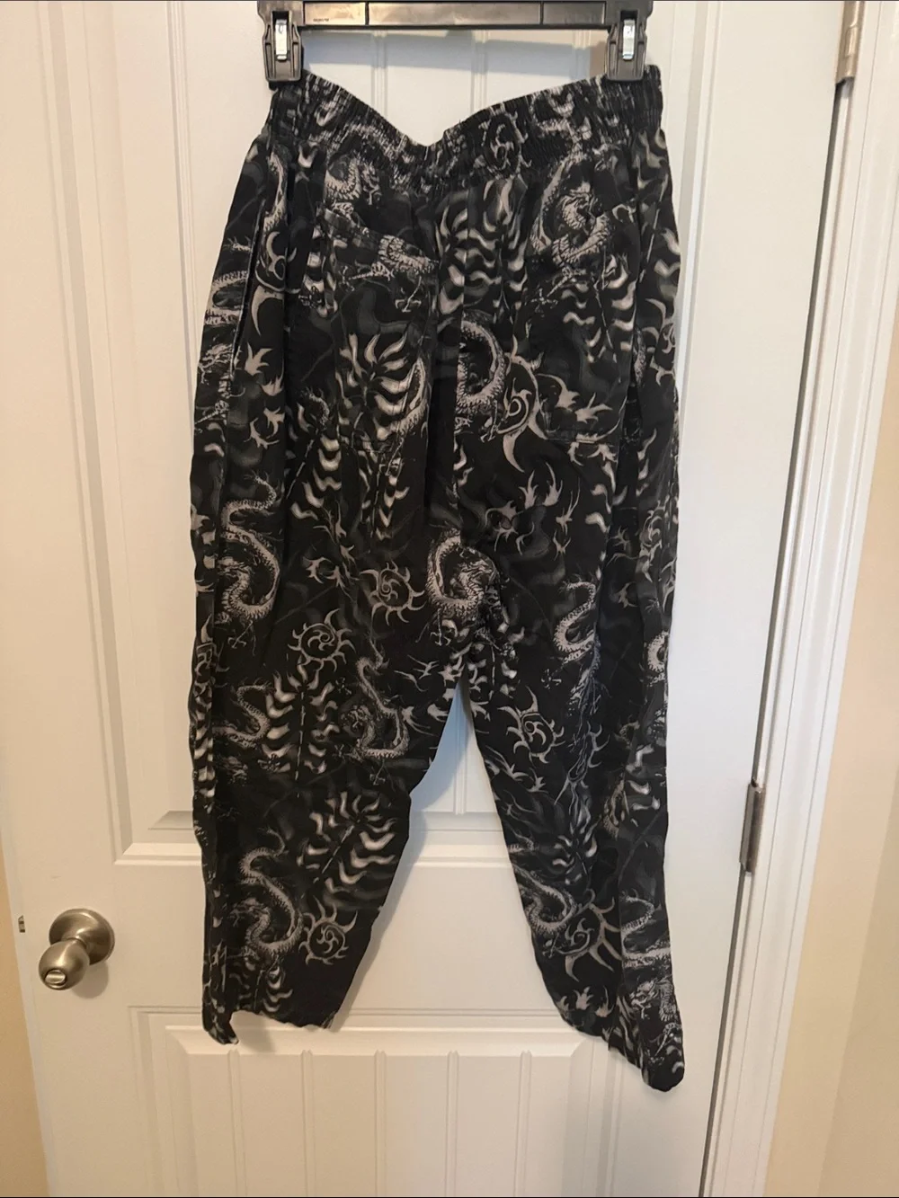 Black Dragon Print Chef Pants